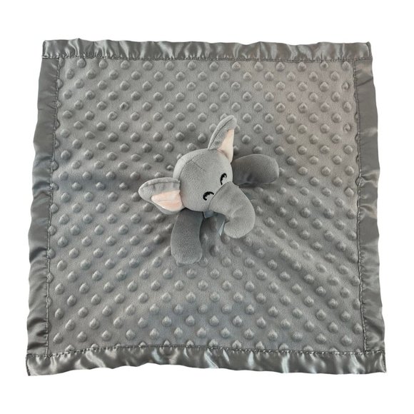 Pro Goleem Gray Elephant Lovey Satin Trim Minky Dots Baby Security Blanket 16 in - Picture 3 of 6